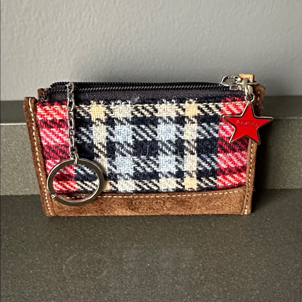 Coach Plaid Keychain Wallet